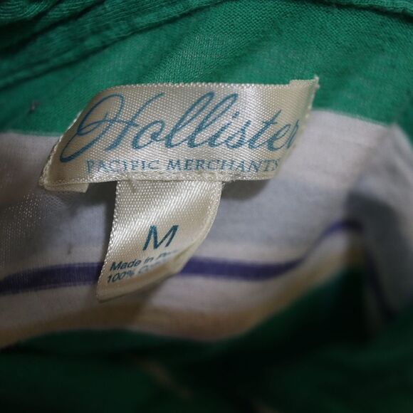 Vintage Y2K Hollister Green & White Stripe Baby Polo Shirt Medium - Picture 16 of 16